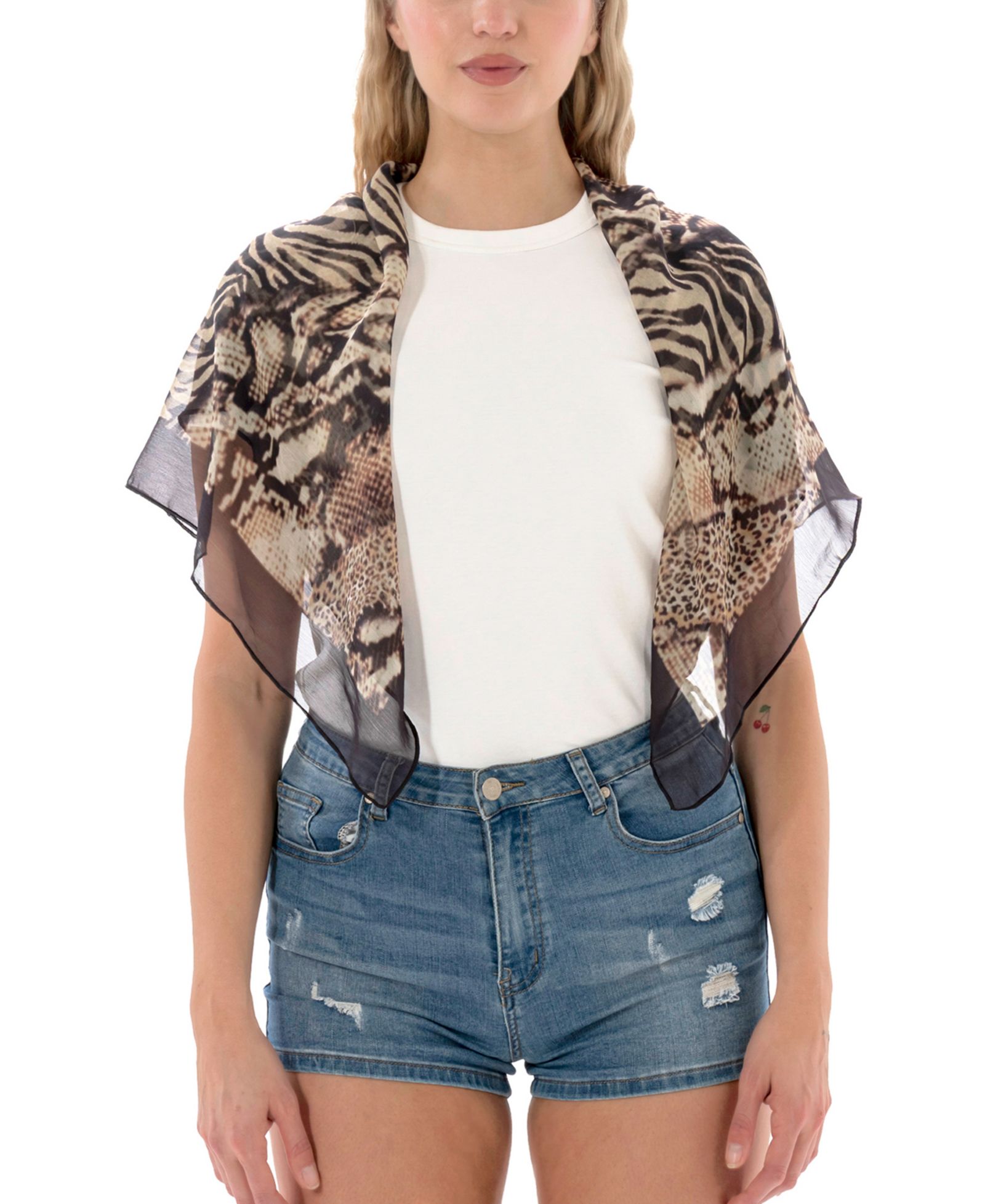 Marcus Adler Satin Animal Print Square Scarf