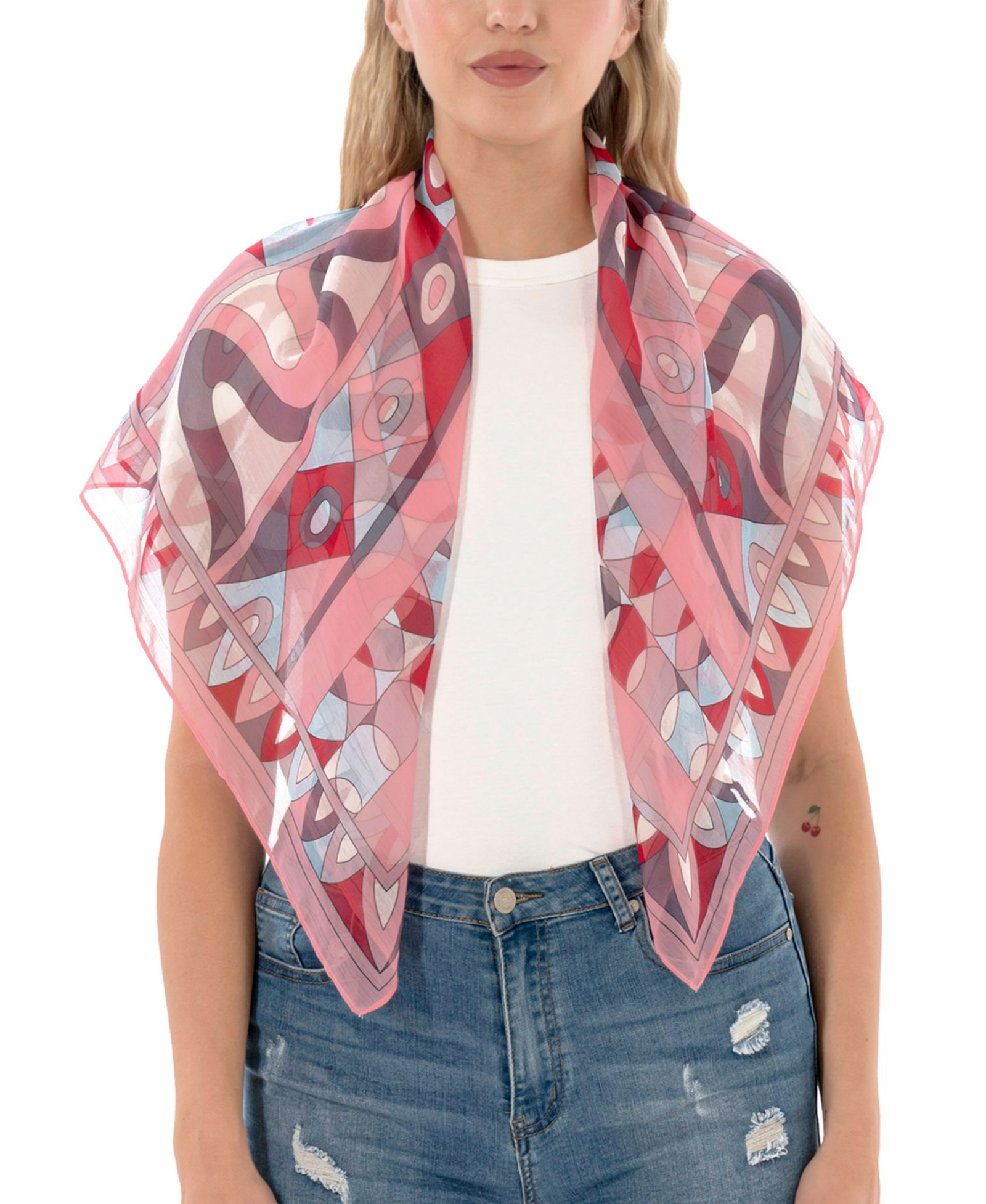 Marcus Adler Satin Geo Print Square Scarf