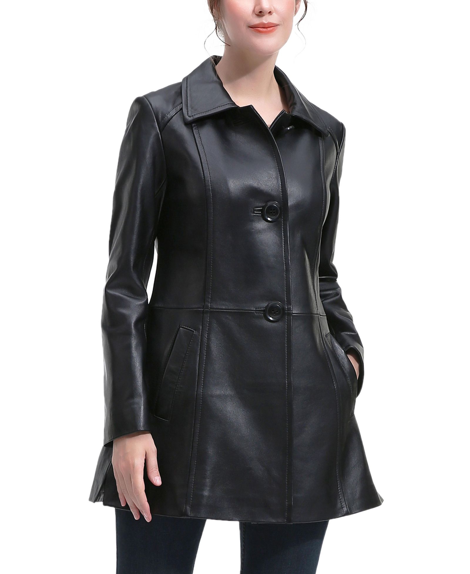 BGSD Women's Eloise A-Line Leather Coat