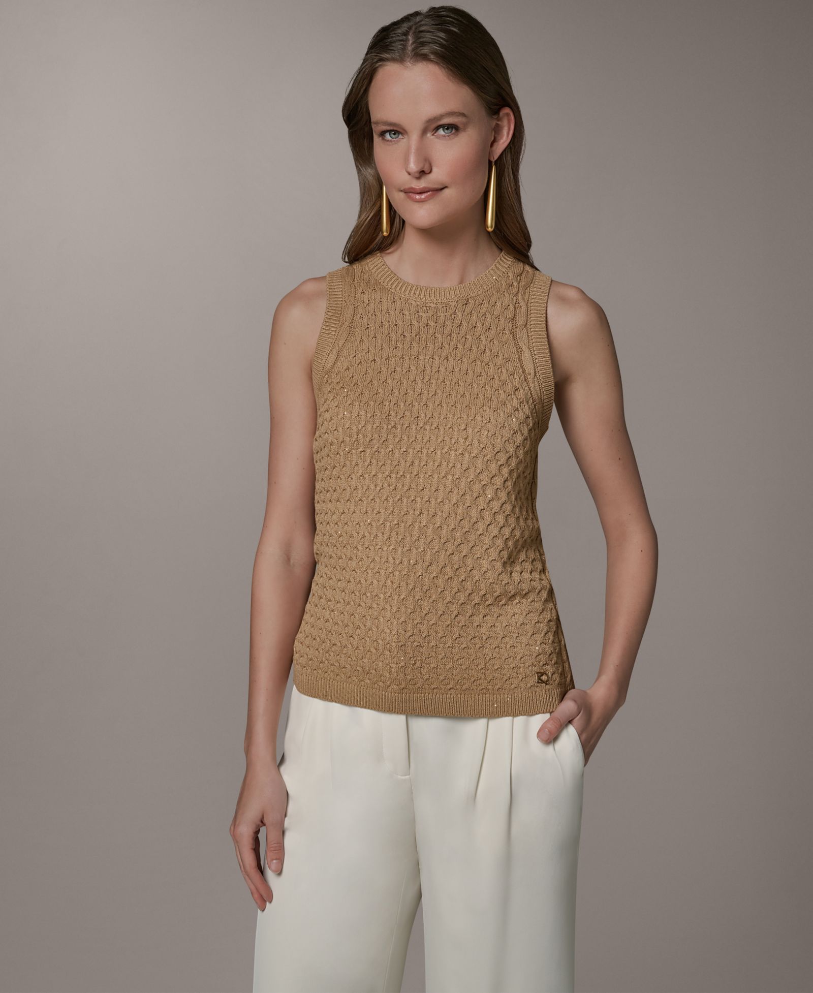 Женский вязаный джемпер Donna Karan New York с круглым вырезом