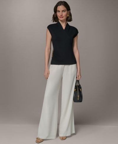 Donna Karan New York Женский джемпер с фальш-облигацией и V-образным вырезом
