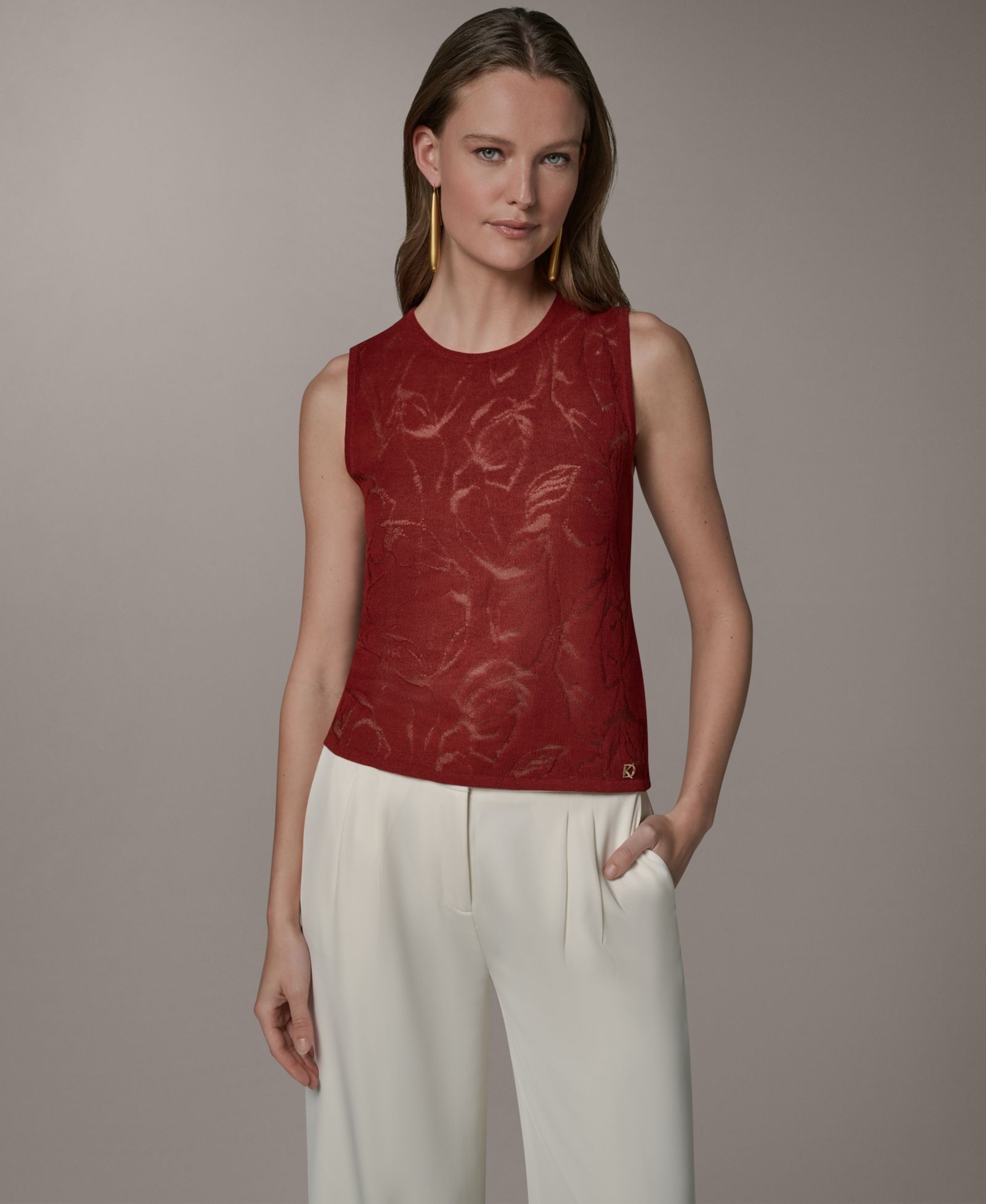 Donna Karan New York Women's Sleeveless Sheer Sweater
