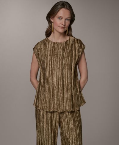 Женская блузка Donna Karan New York Crewneck Pleated Novelty