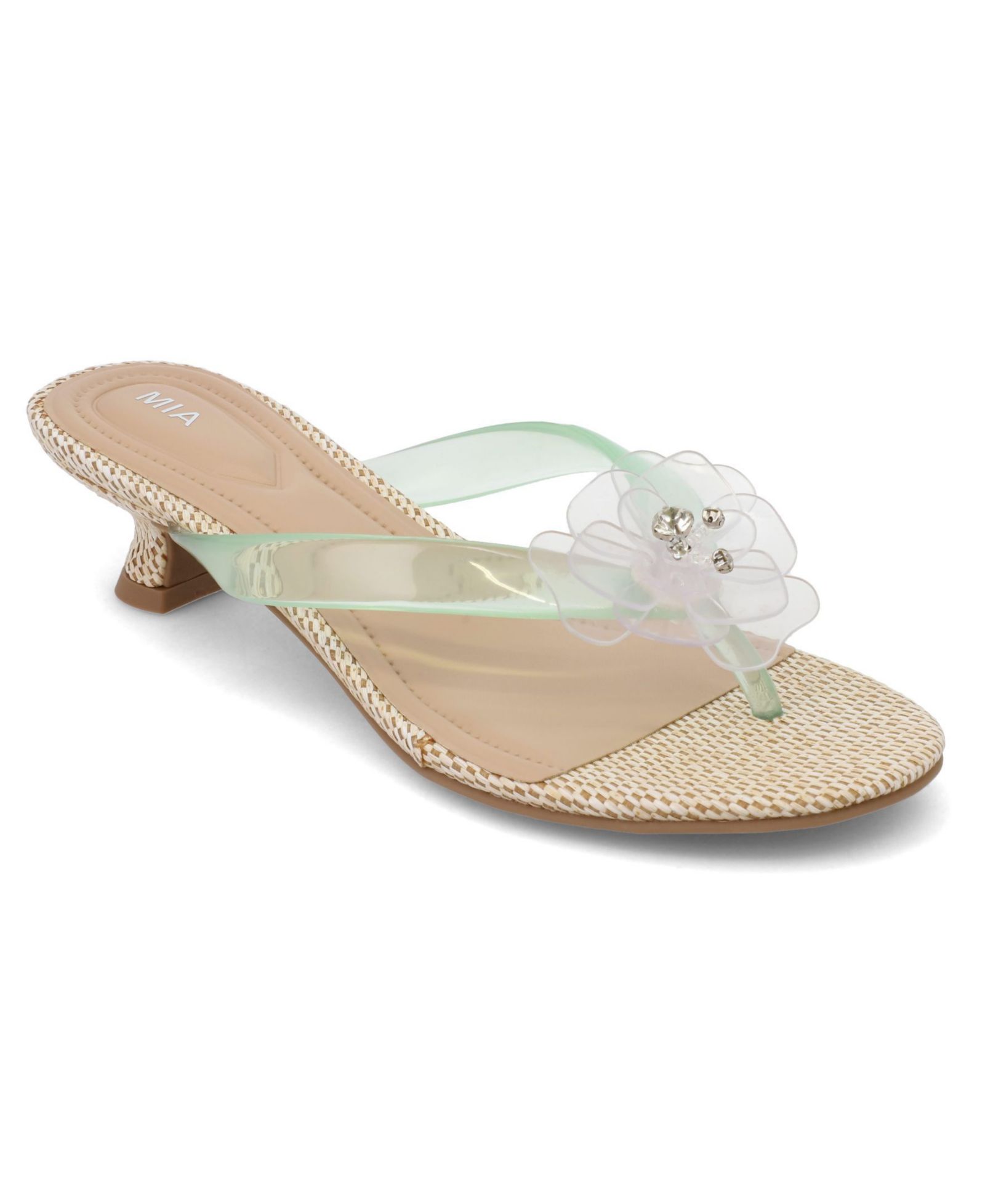 MIA Women's Magnoleia Flower Kitten Heel Thong Sandals