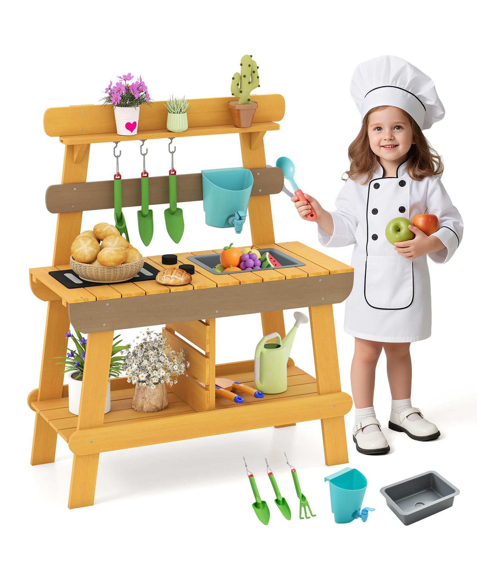 Mecale детская игровая кухня из дерева для мальчиков и девочек 3-8 лет