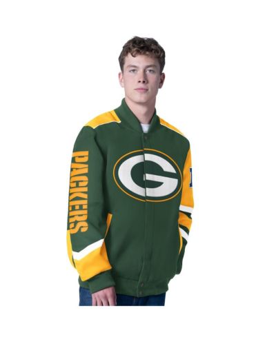 G-III Sports by Carl Banks Men's Green Green Bay Packers Prime Time Full-Zip Racing Jacket