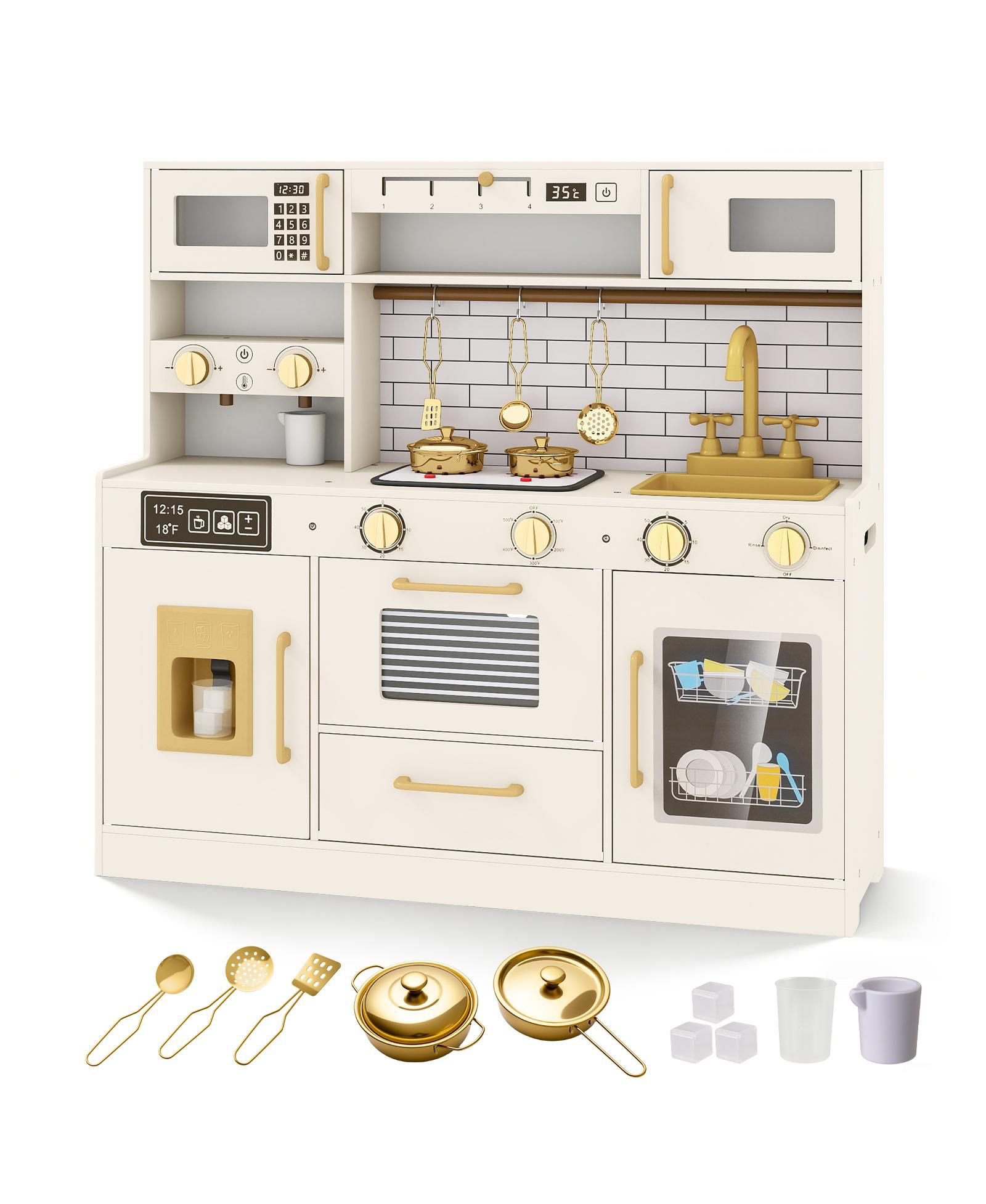 Mecale Kitchen Playset with Light and Sound Effects, 10-Piece, Ages 3+