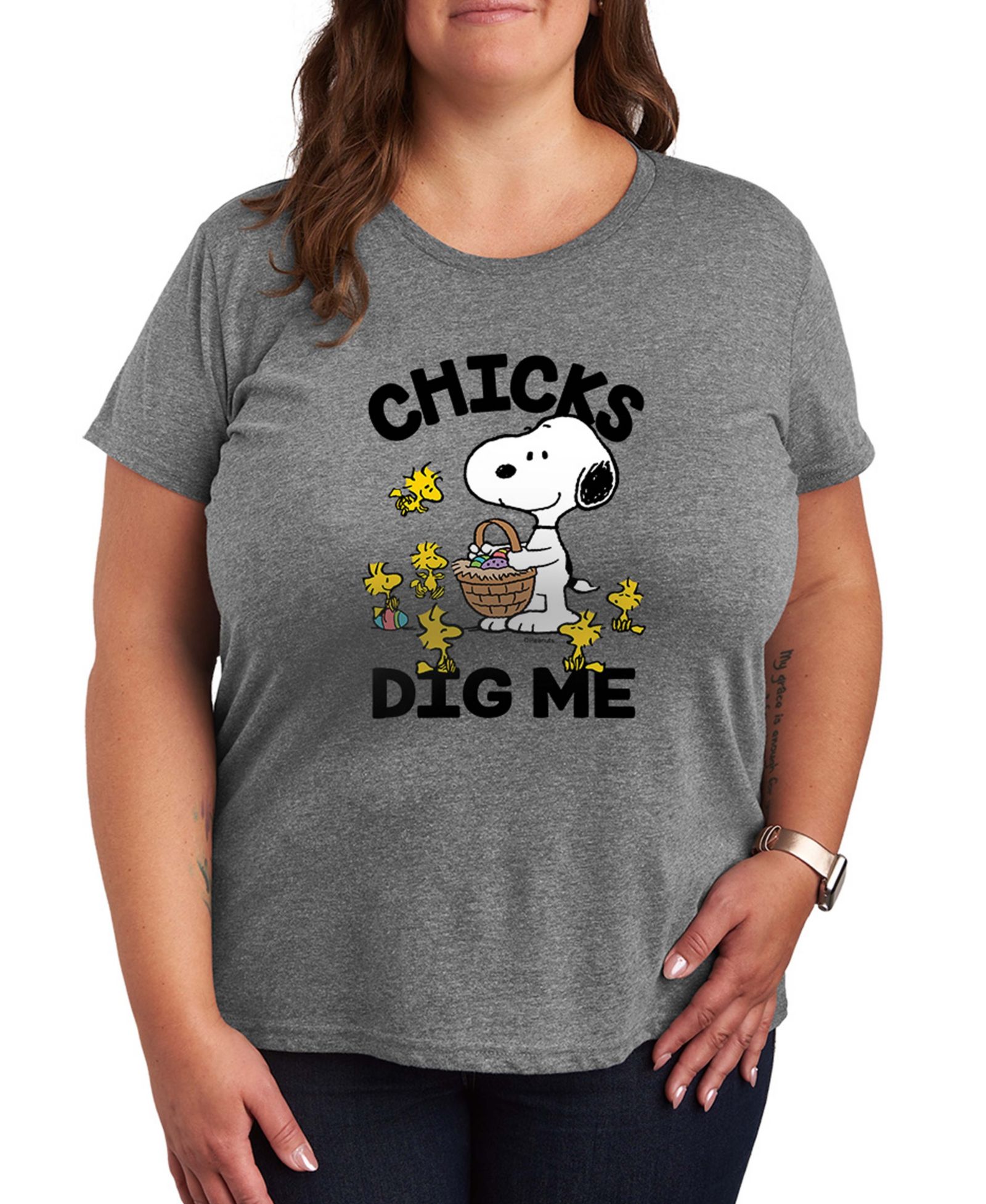 Мужская футболка Hybrid Apparel Plus Size Peanuts Easter Chicks Snoopy Graphic