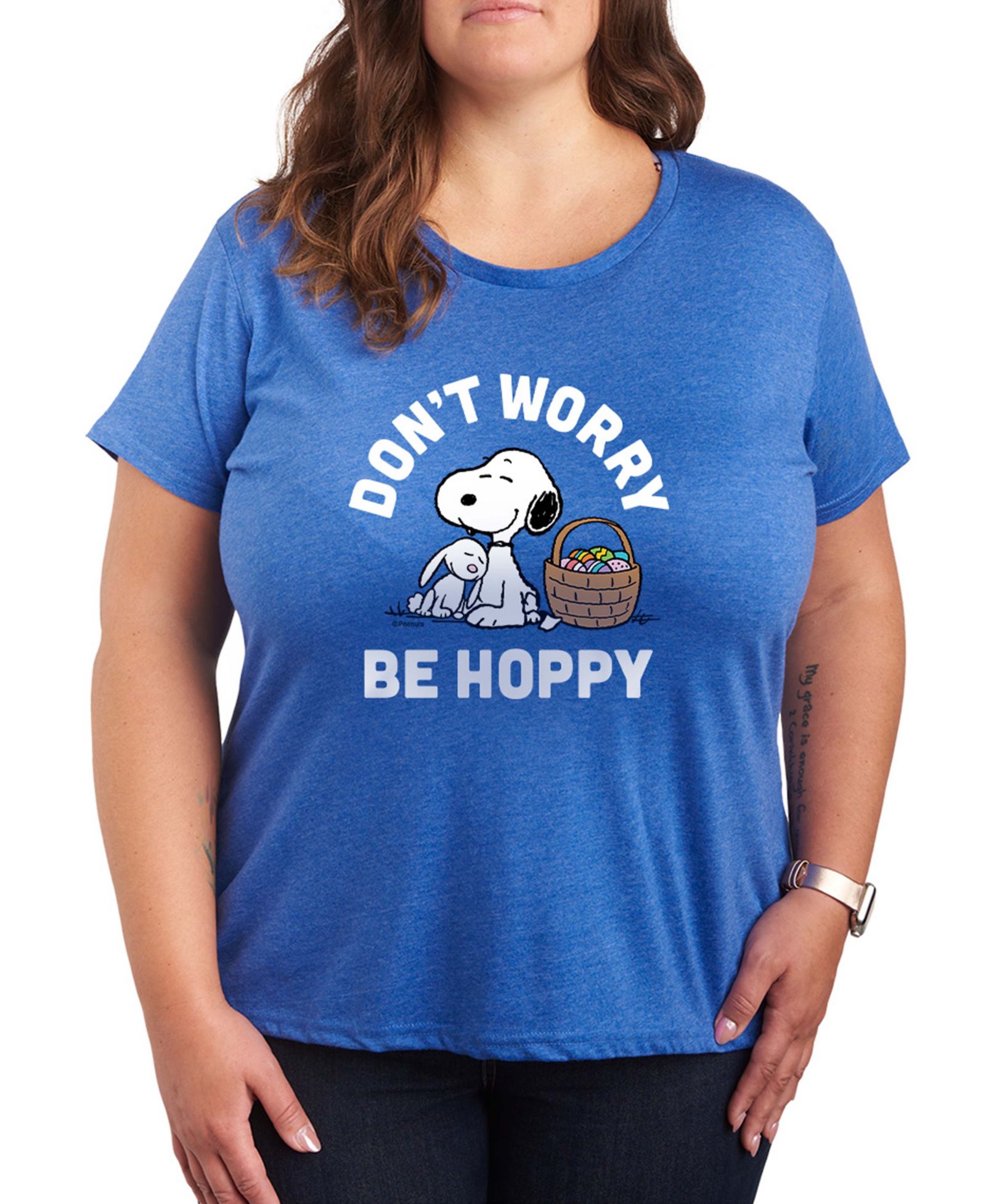 Футболка Hybrid Apparel Plus Size Peanuts Easter Don't Worry Be Hoppy Snoopy Graphic