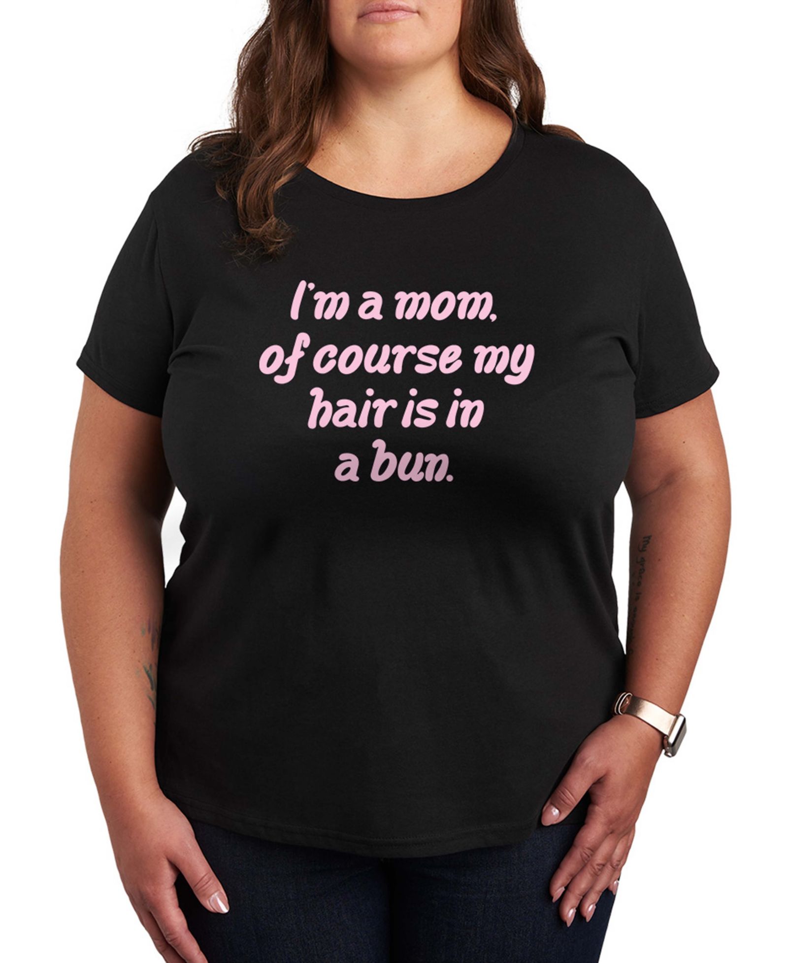 Мужская футболка с принтом Hybrid Apparel Plus Size Instant Message Mom Of Course Hair In Bun с коротким рукавом