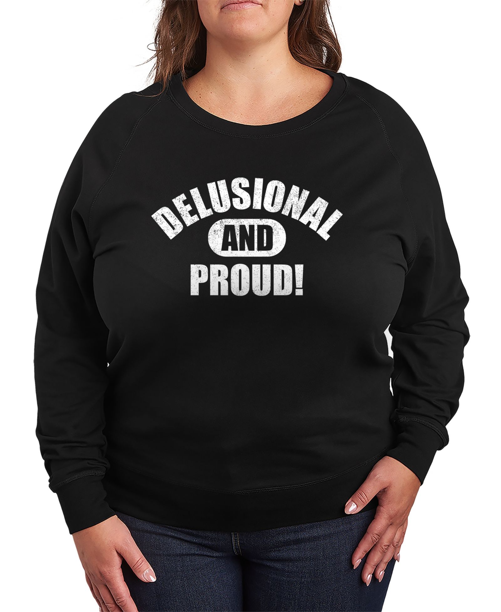 Футболка с длинным рукавом Hybrid Apparel Plus Size Instant Message Delusional and Proud из футера