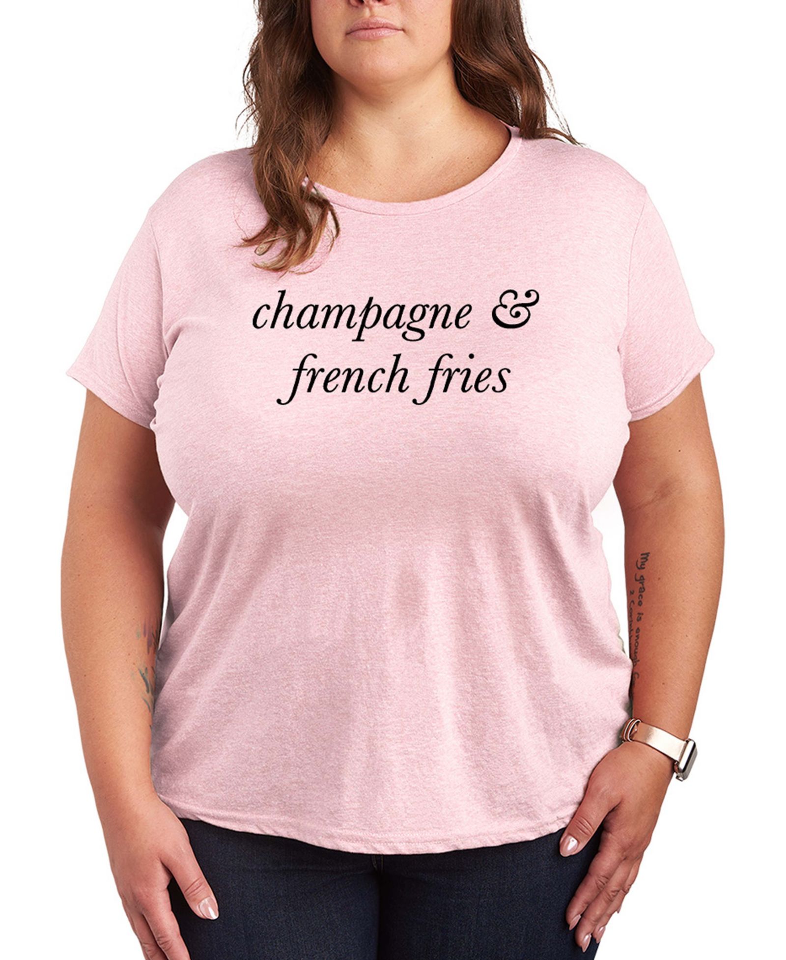 Футболка с коротким рукавом Hybrid Apparel Plus Size Instant Message Champagne and French Fries