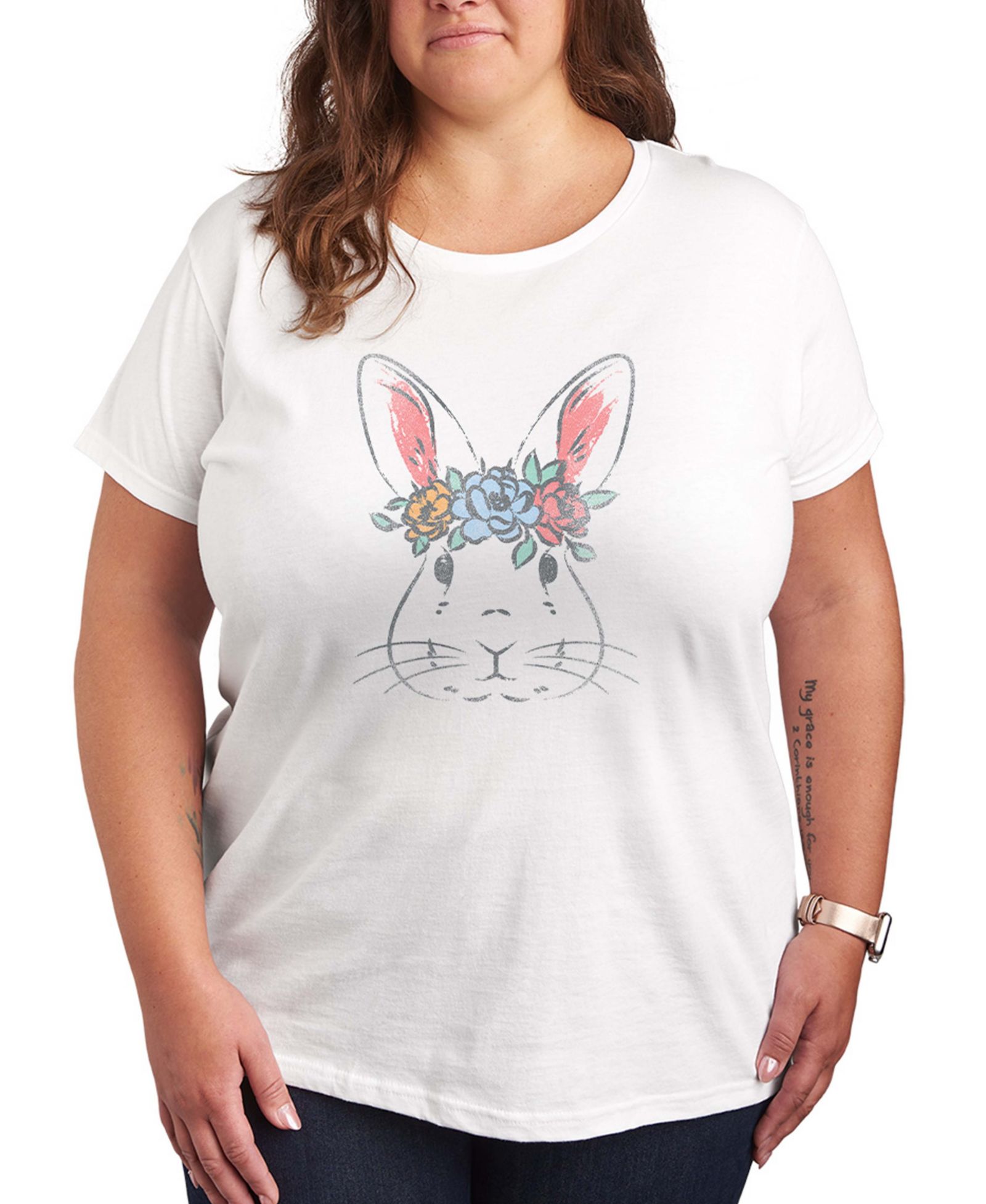 Футболка Hybrid Apparel Plus Size Instant Message Bunny Face Vintage Faded Short-Sleeve Graphic