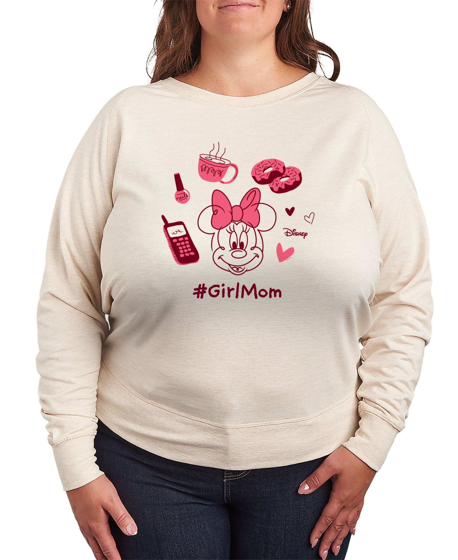 Женская футболка Hybrid Apparel Plus Size Disney Girl Mom Minnie French Terry Long-Sleeve