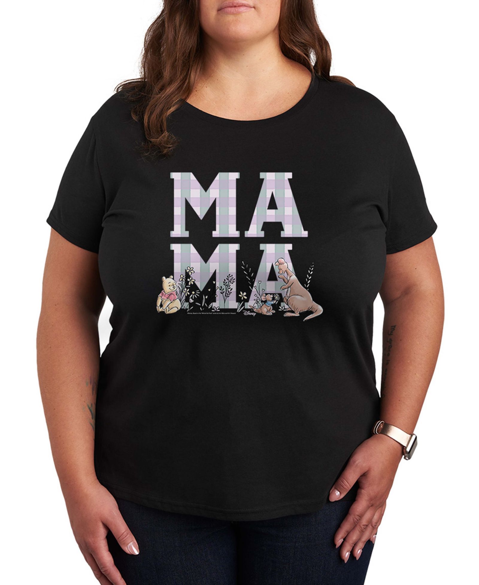 Hybrid Apparel Plus Size Winnie The Pooh Mama Grid Short-Sleeve Graphic T-Shirt