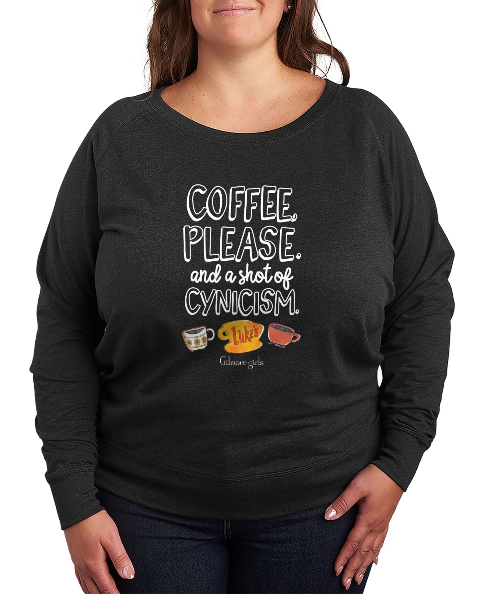 Футболка Hybrid Apparel Plus Size Gilmore Girls Coffee And Cynisism French Terry с длинным рукавом