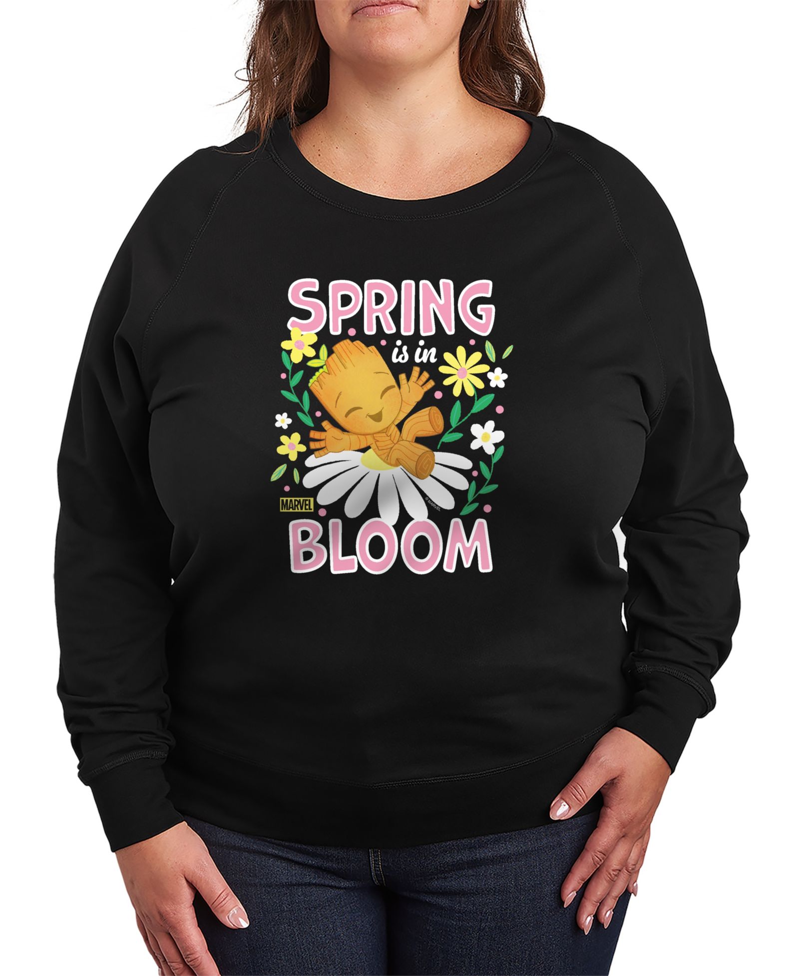 Женская футболка Hybrid Apparel Plus Size Marvel Spring Is In Bloom French Terry с длинным рукавом