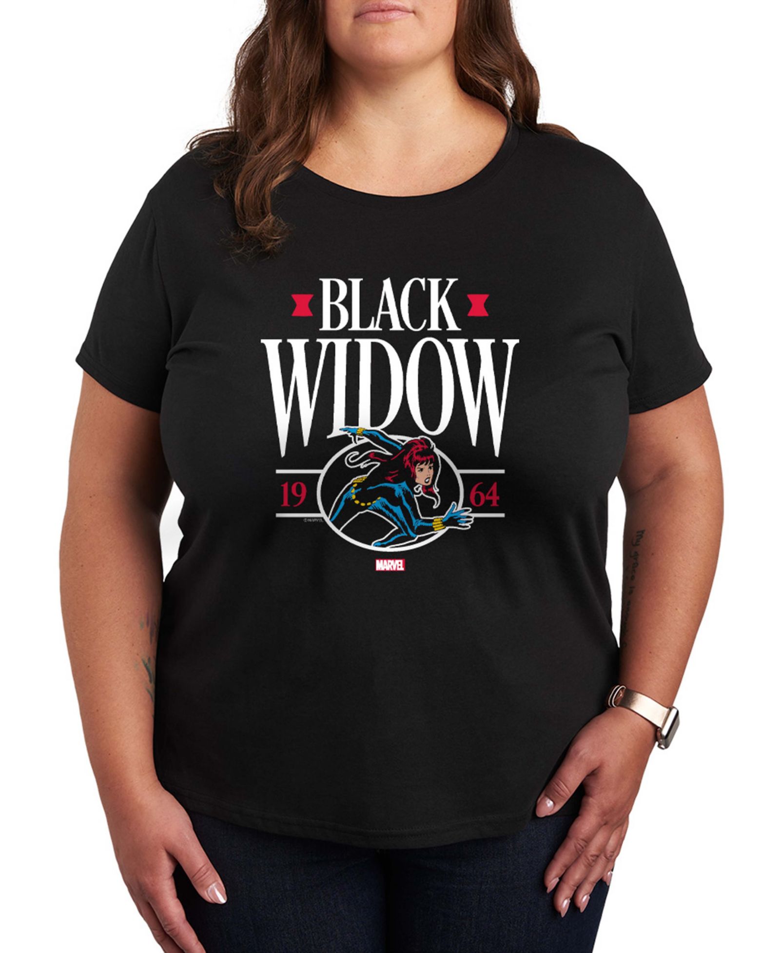 Hybrid Apparel Plus Size футболка с графическим принтом Black Widow Collegiate, черная