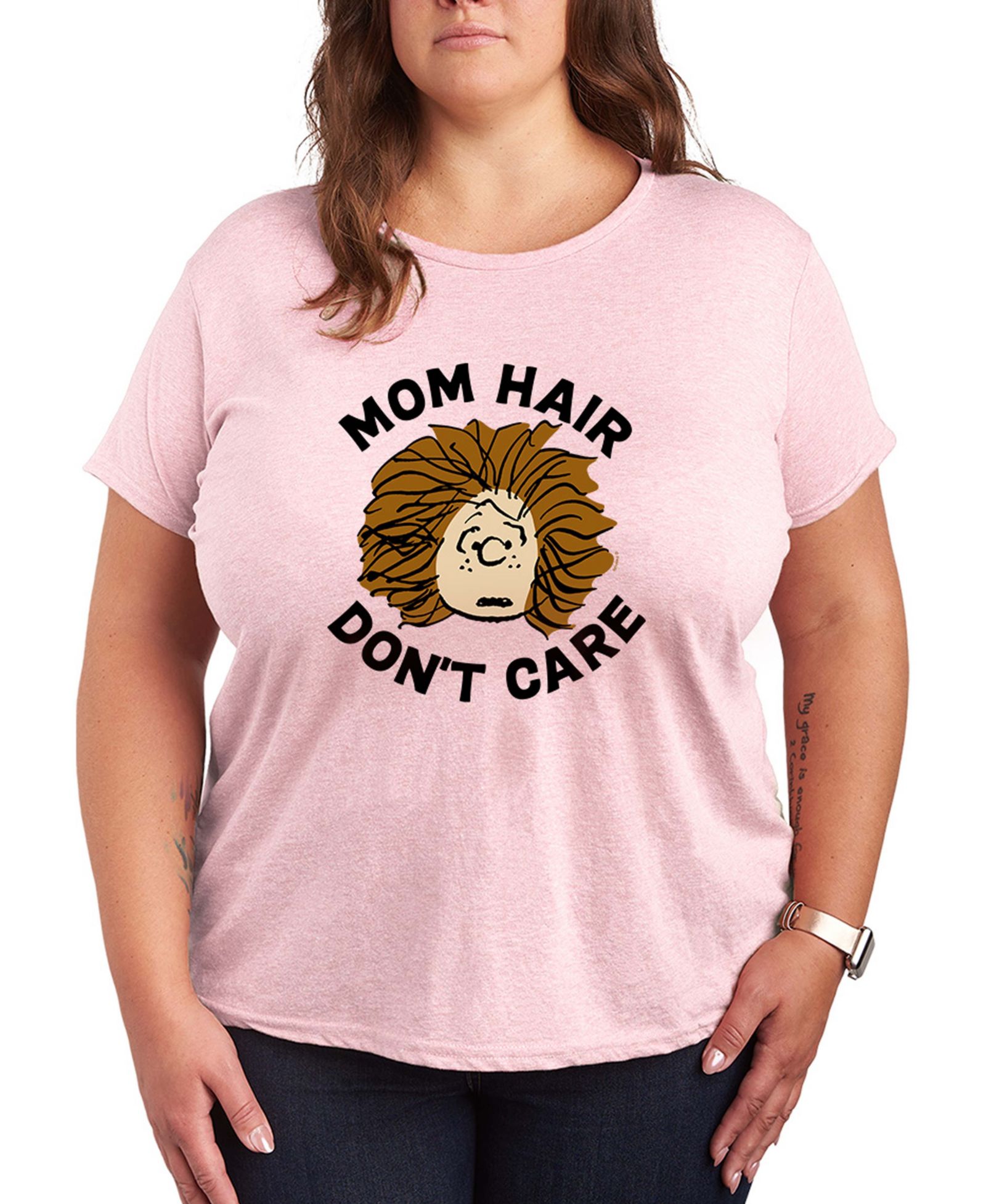 Hybrid Apparel Plus Size Peanuts Mom Hair Don't Care футболка с графическим принтом с коротким рукавом