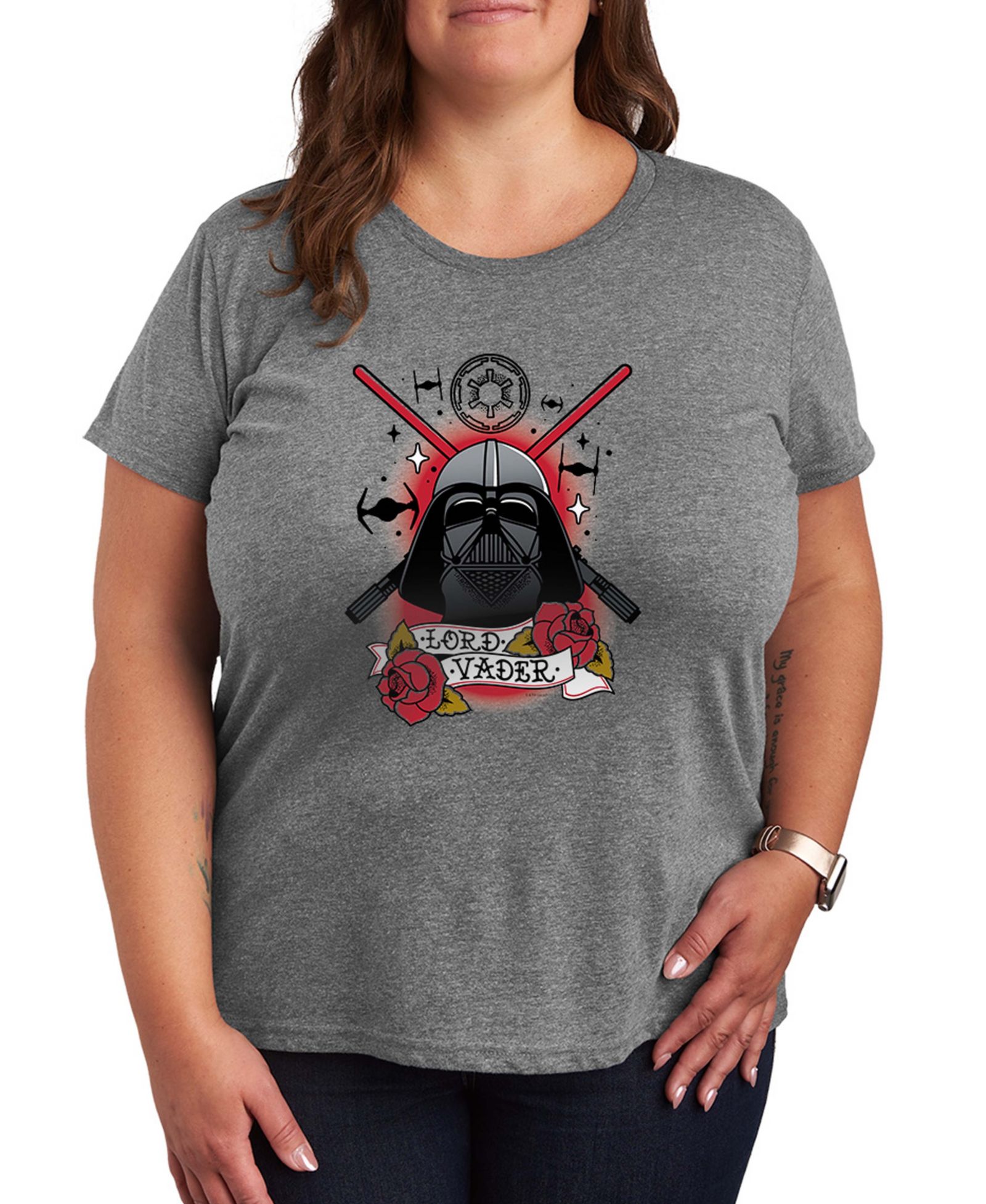 Мужская футболка Hybrid Apparel Plus Size Star Wars Darth Vader Traditional Tattoo Graphic