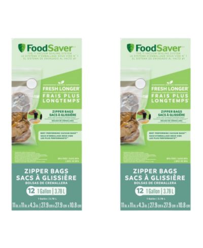 Вакуумные многоразовые пакеты с застежкой FoodSaver, 1 Gallon, 12 шт, упаковка из 2 шт