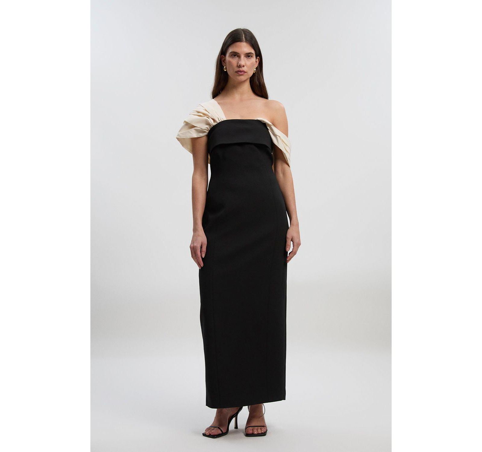 Женское платье макси с тафтой на рукавах Karen Millen