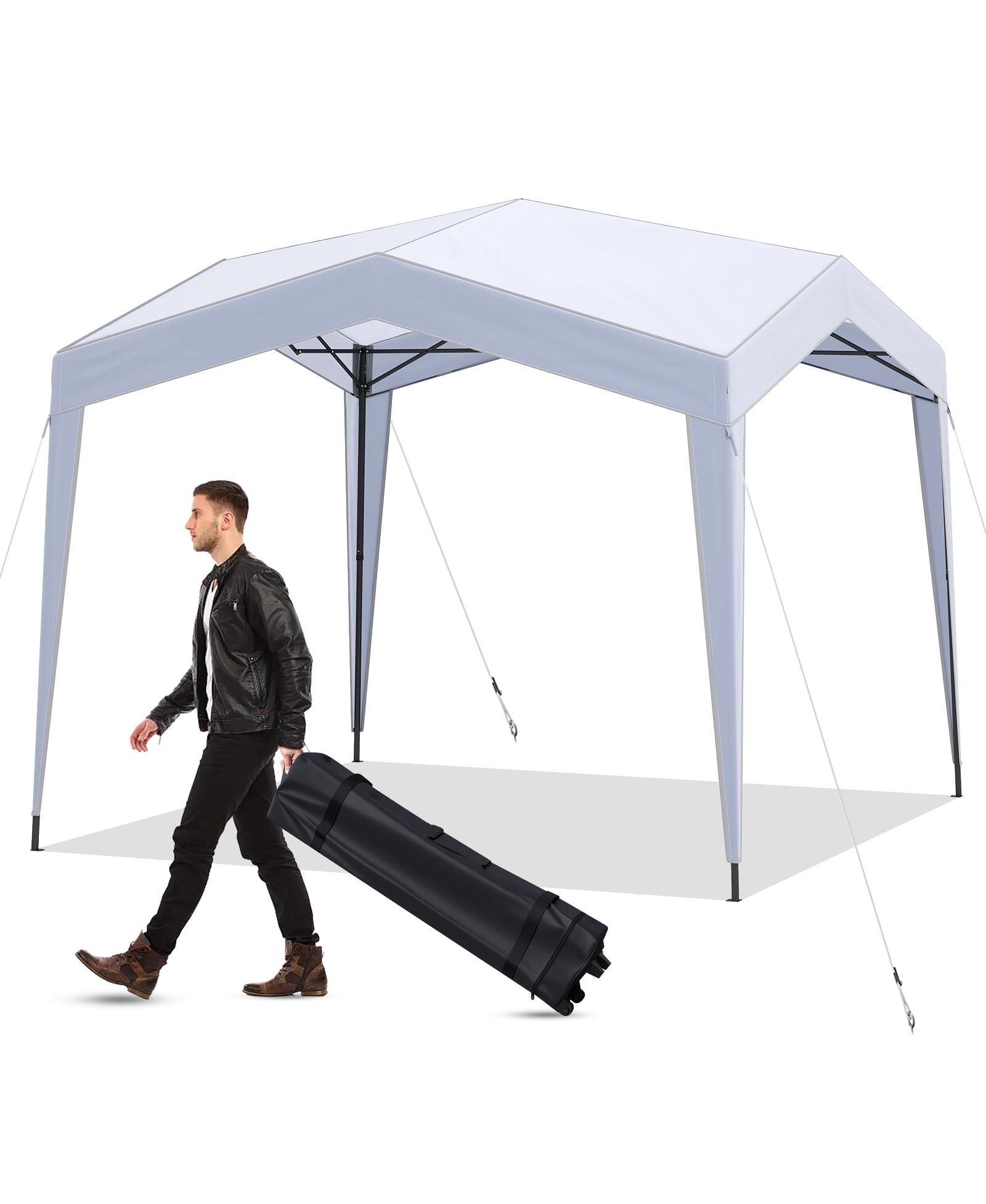 Mecale 10x10 ft Pop-Up Canopy Tent with Wheeled Bag, 8 Stakes & 4 Wind Ropes