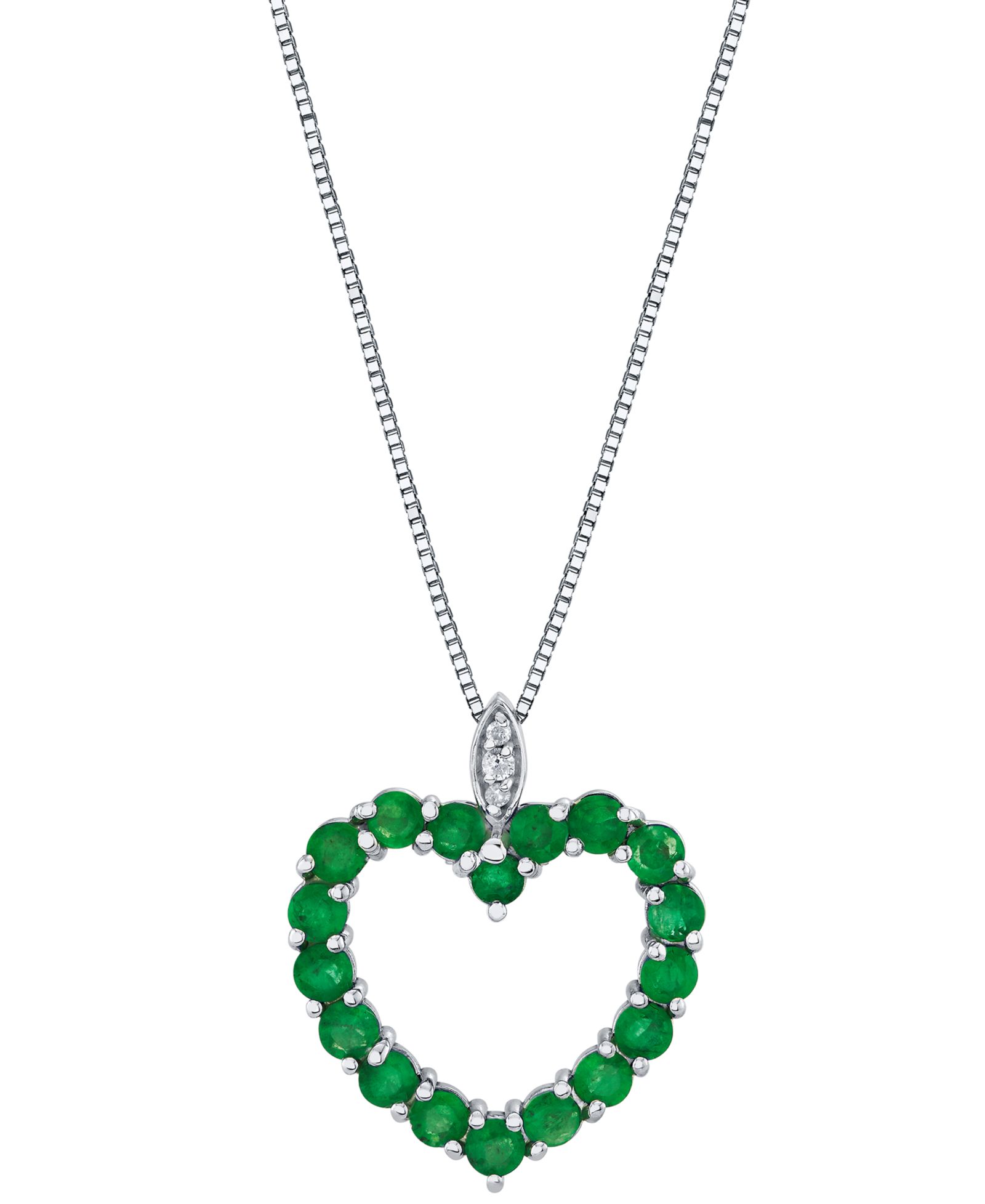Подвеска-кулон Macy's Emerald (1-3/8 ct. t.w.) & Diamond Accent из стерлингового серебра