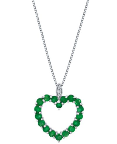 Подвеска-кулон Macy's Emerald (1-3/8 ct. t.w.) & Diamond Accent из стерлингового серебра