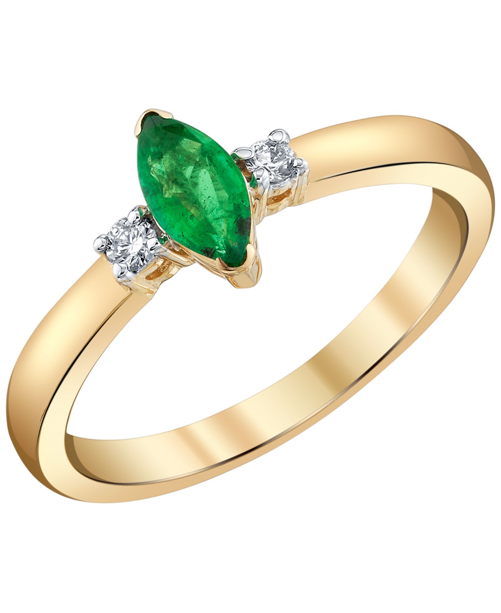Macy's Emerald (3/8 ct. t.w.) and Diamond Accent Ring in 14k Yellow Gold