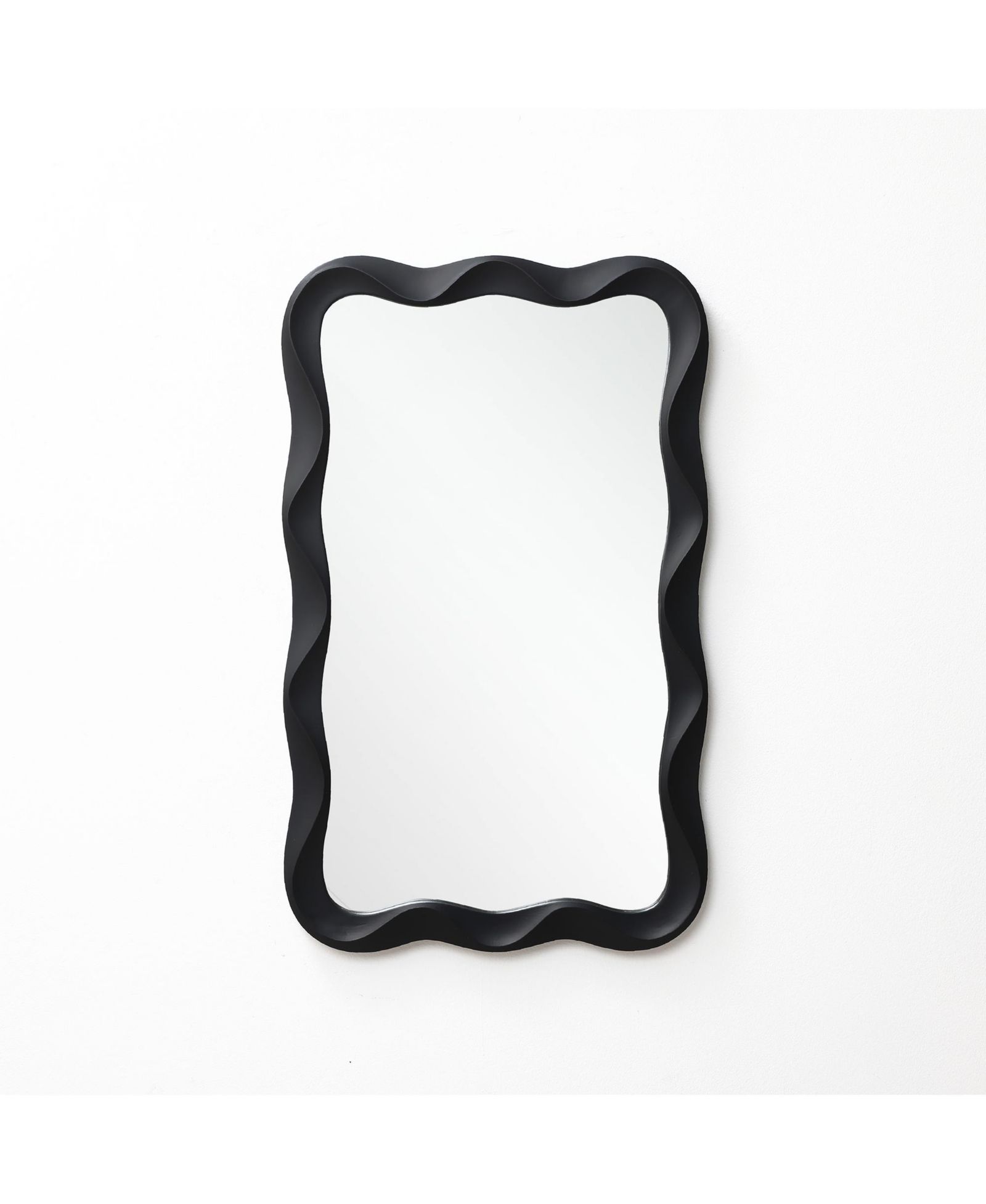 LuxenHome Modern MDF Wood Wavy Rectangle Wall Mirror, 35.4" H x 21.65" With Home Decor