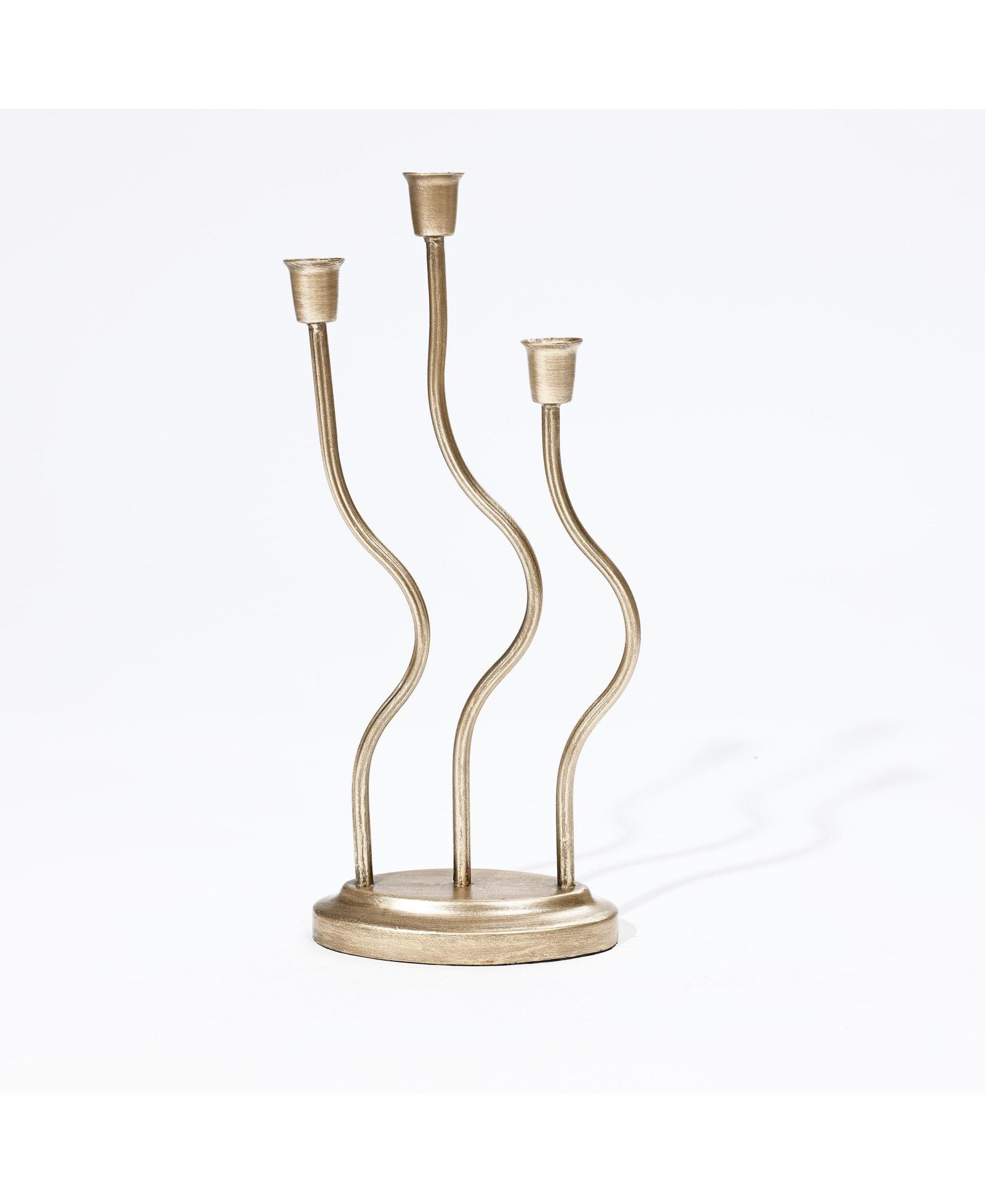 LuxenHome Metal 3-Taper Candle Holder Tabletop Sculpture