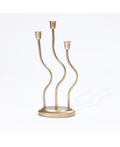 LuxenHome Metal 3-Taper Candle Holder Tabletop Sculpture