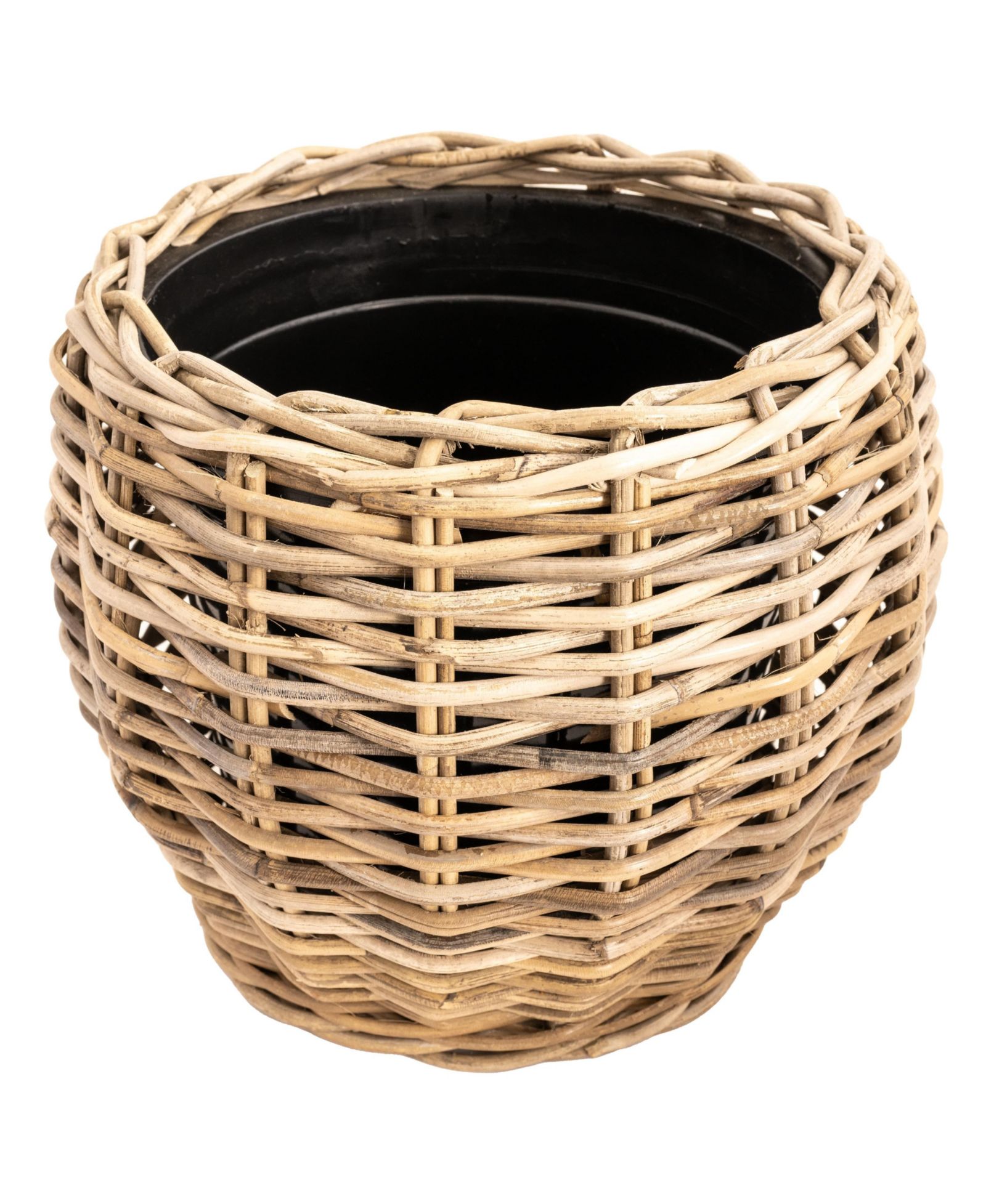 Round Belly Planter with Black Plastic Insert