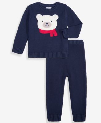 First Impressions Baby Boys' 3M-24M Cotton Polar Bear Sweater & Pants, 2-Piece Set, Macy's Exclusive