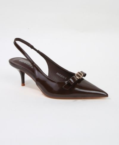 BERNESS Women's Charleigh Slingback Kitten Heels with Bow Detail