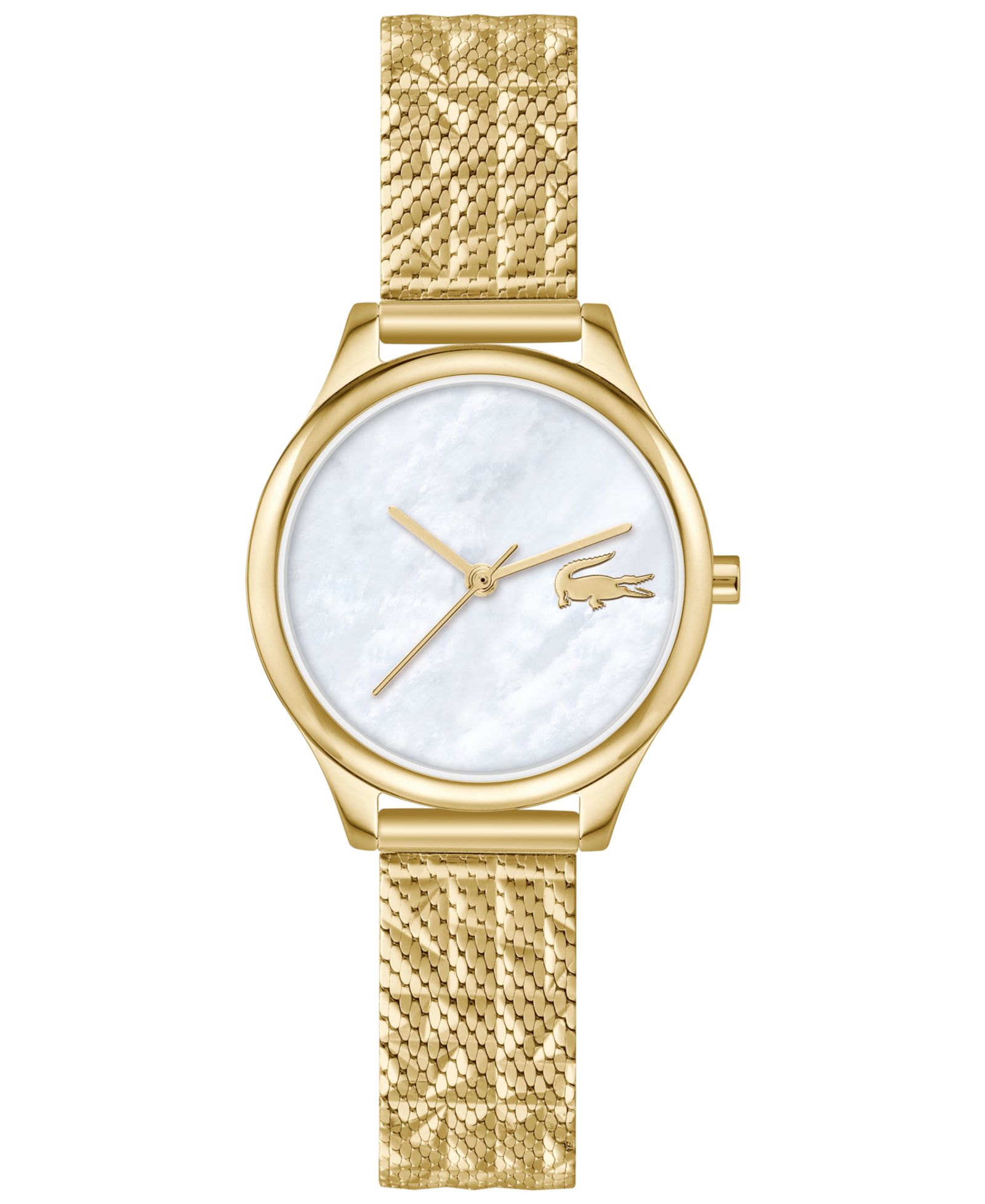 Lacoste Women's Crocodelle Gold Tone Stainless Steel Textured Mesh Bracelet Watch 28mm