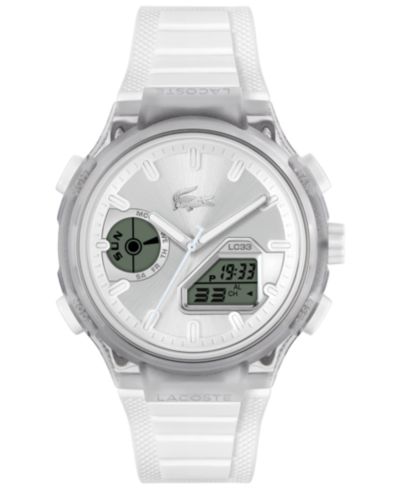 Мужские часы Lacoste LC33 с белым силиконовым ремешком, 44.8mm
