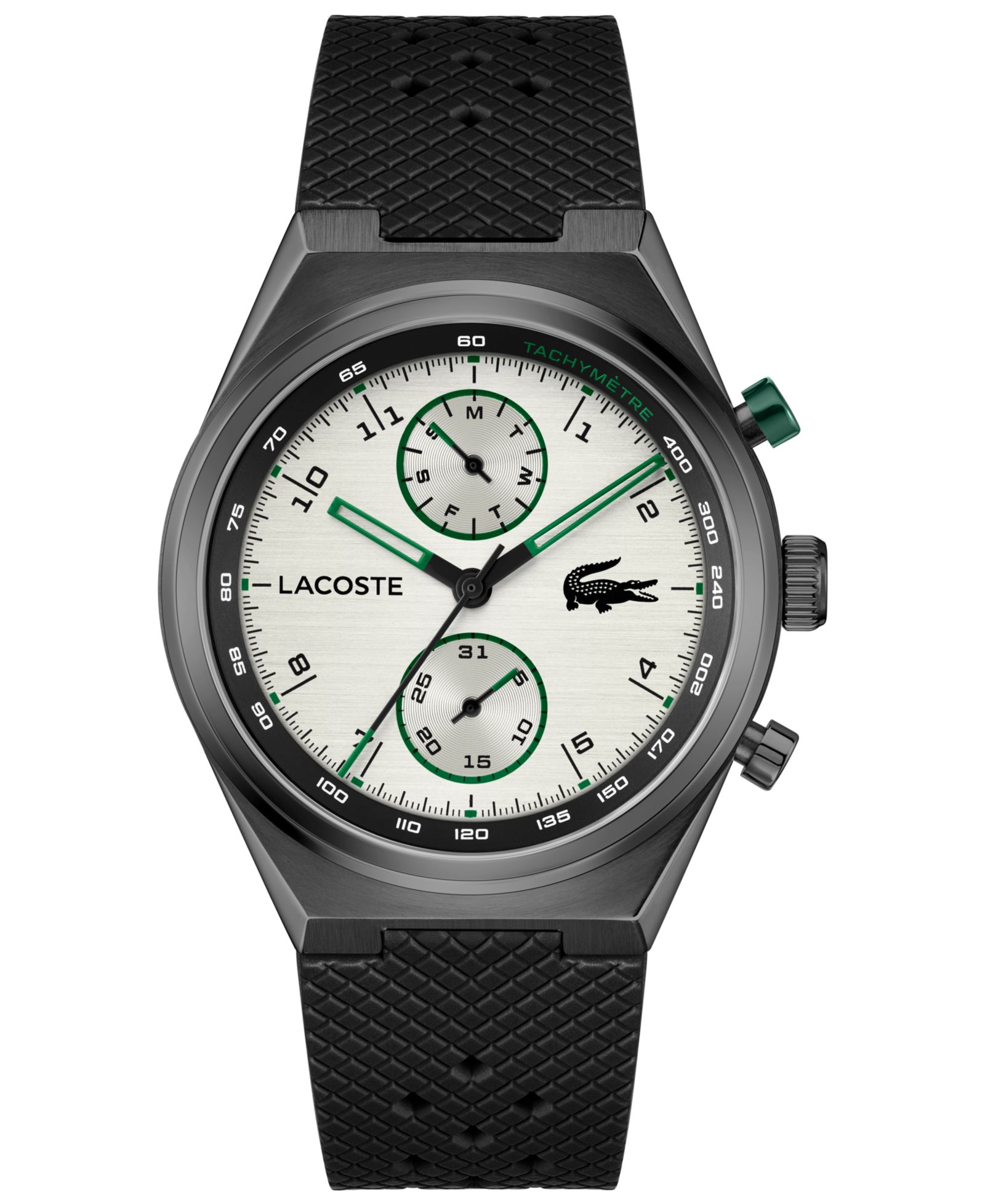 Lacoste Men's Line Racer Black Silicone Strap Watch, 42mm