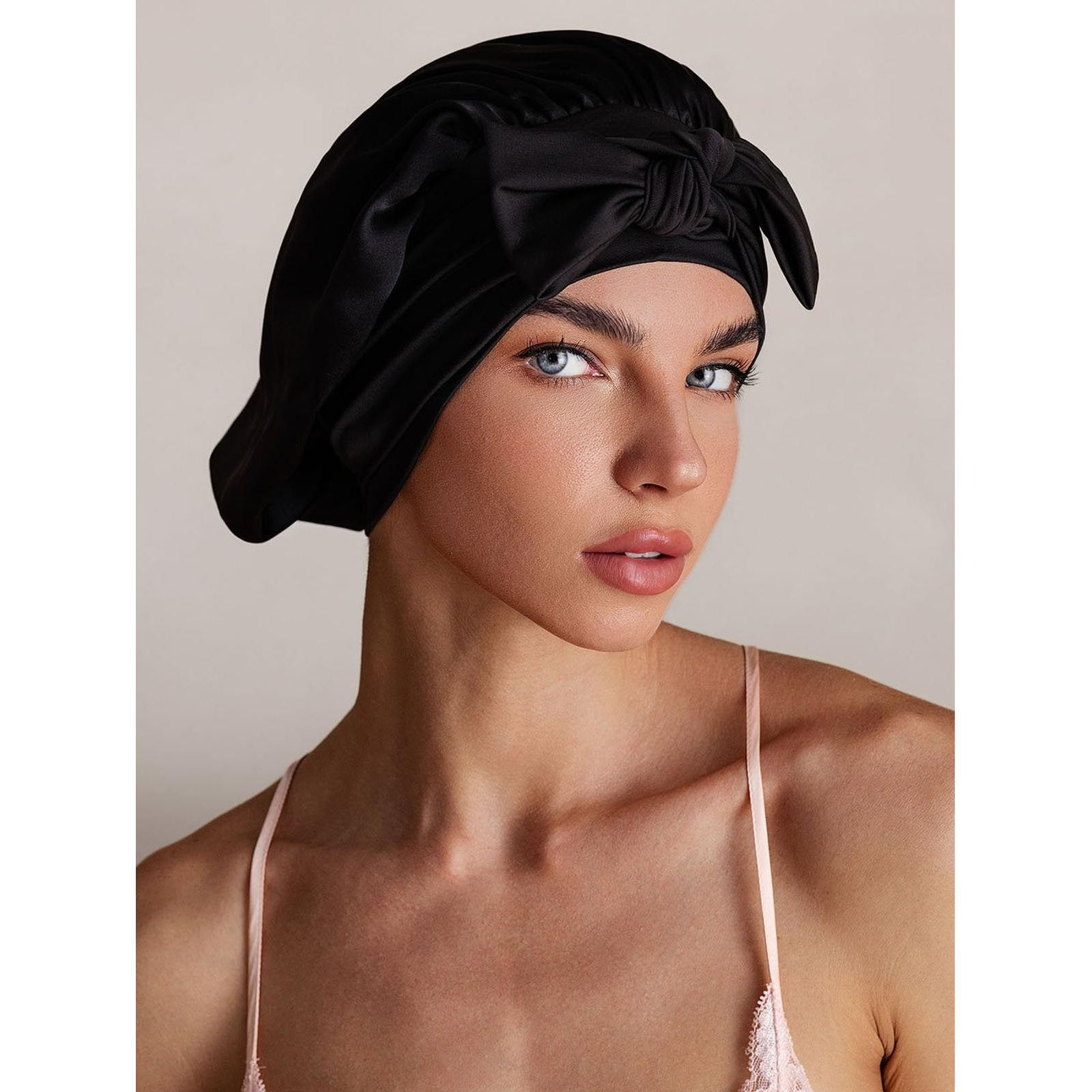 SILKSILKY Pure Silk Bowknot Tie Bonnet
