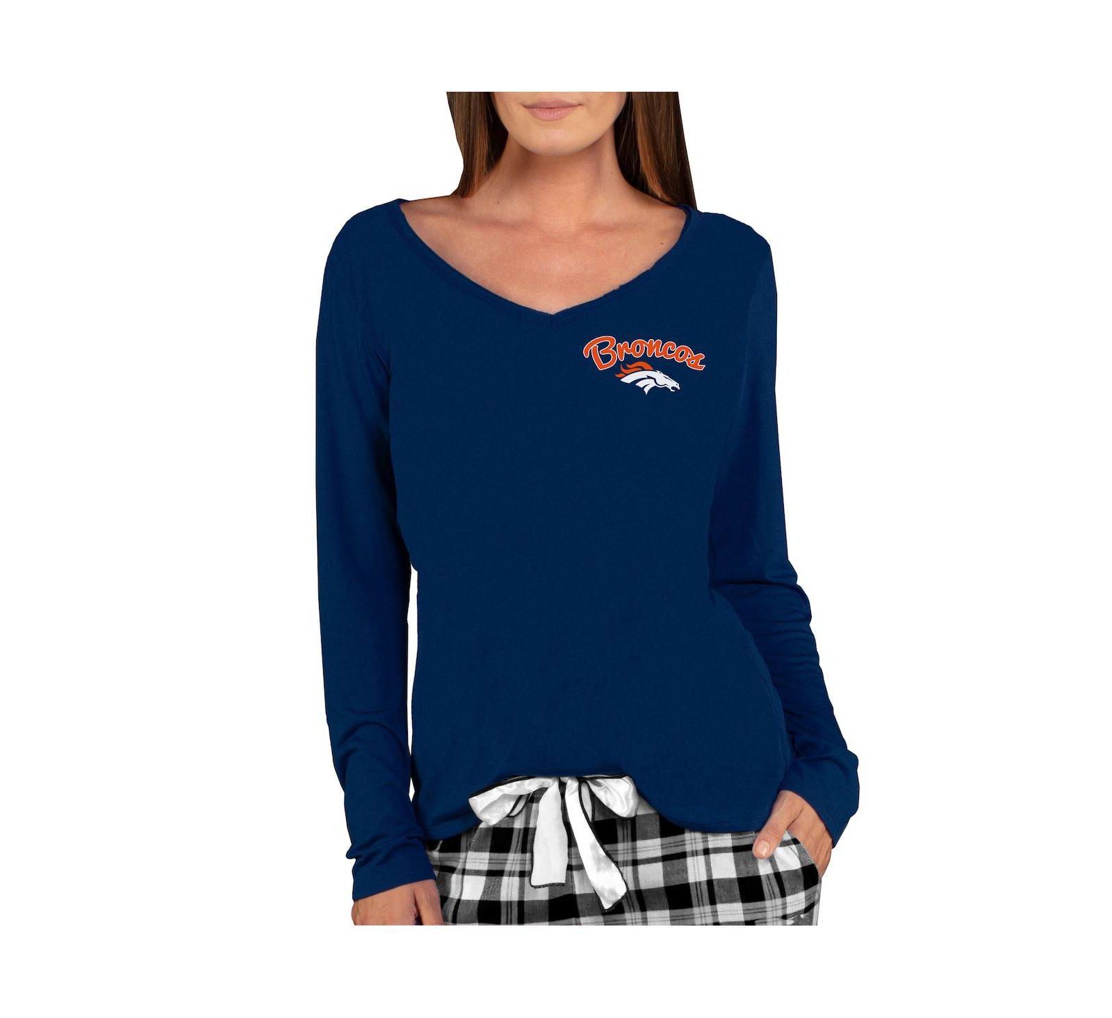 Concepts Sport Women's Navy Denver Broncos Marathon Knit Long Sleeve Lightweight V-Neck Lounge Top