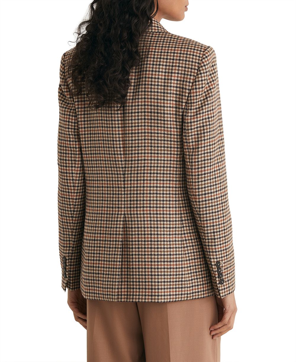 Женский шерстяной блейзер REISS Willow с клеткой и двубортным застегиванием