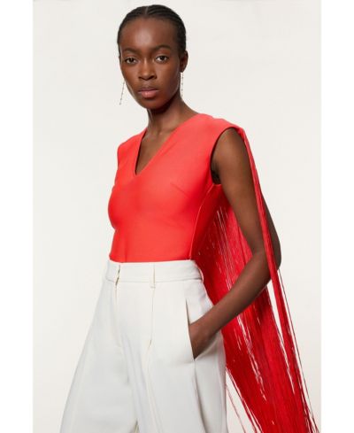 Трикотажный топ Karen Millen для женщин с длинными кисточками