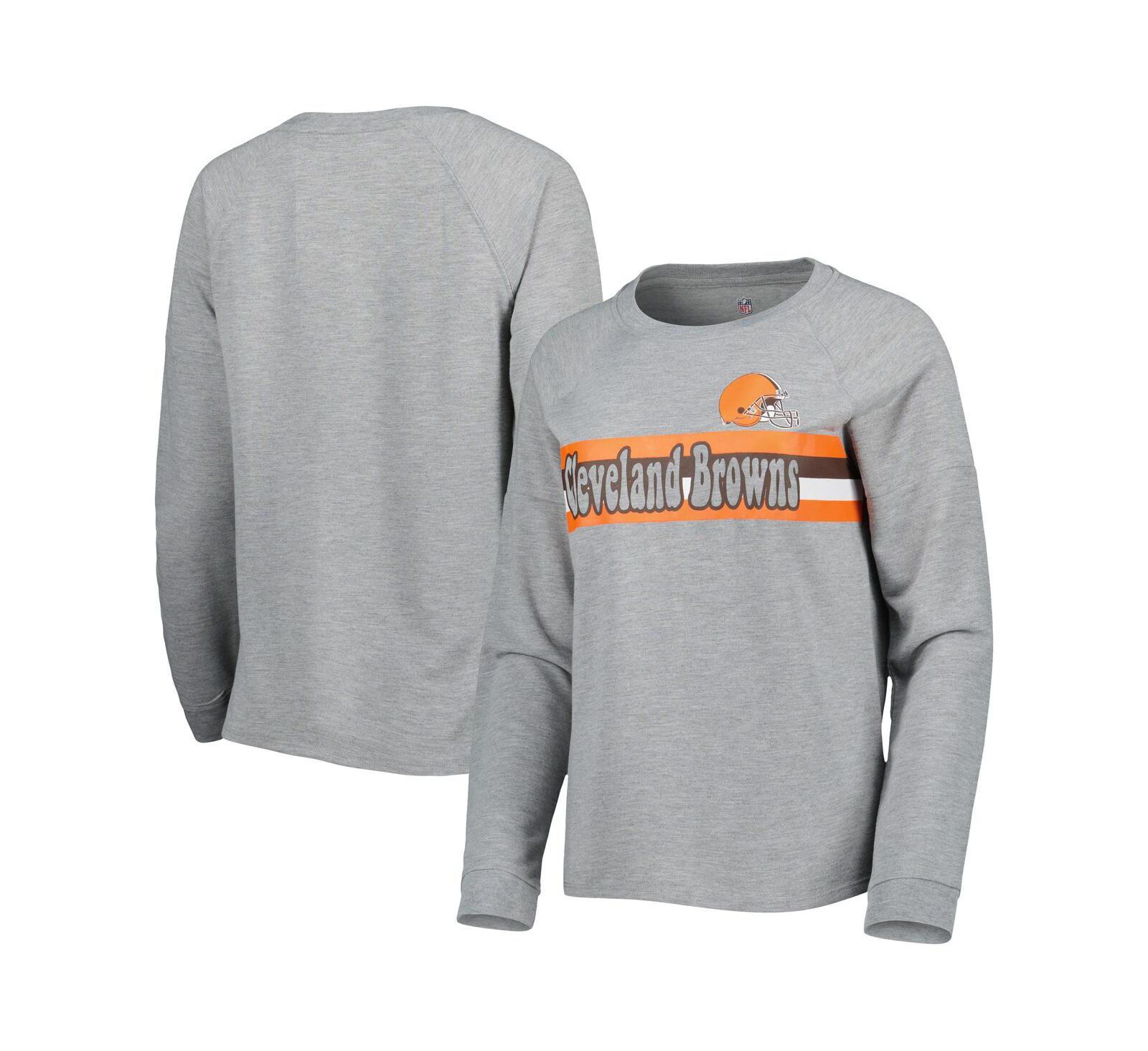 Футболка Outerstuff Juniors Heathered Gray Cleveland Browns Raglan Long Sleeve
