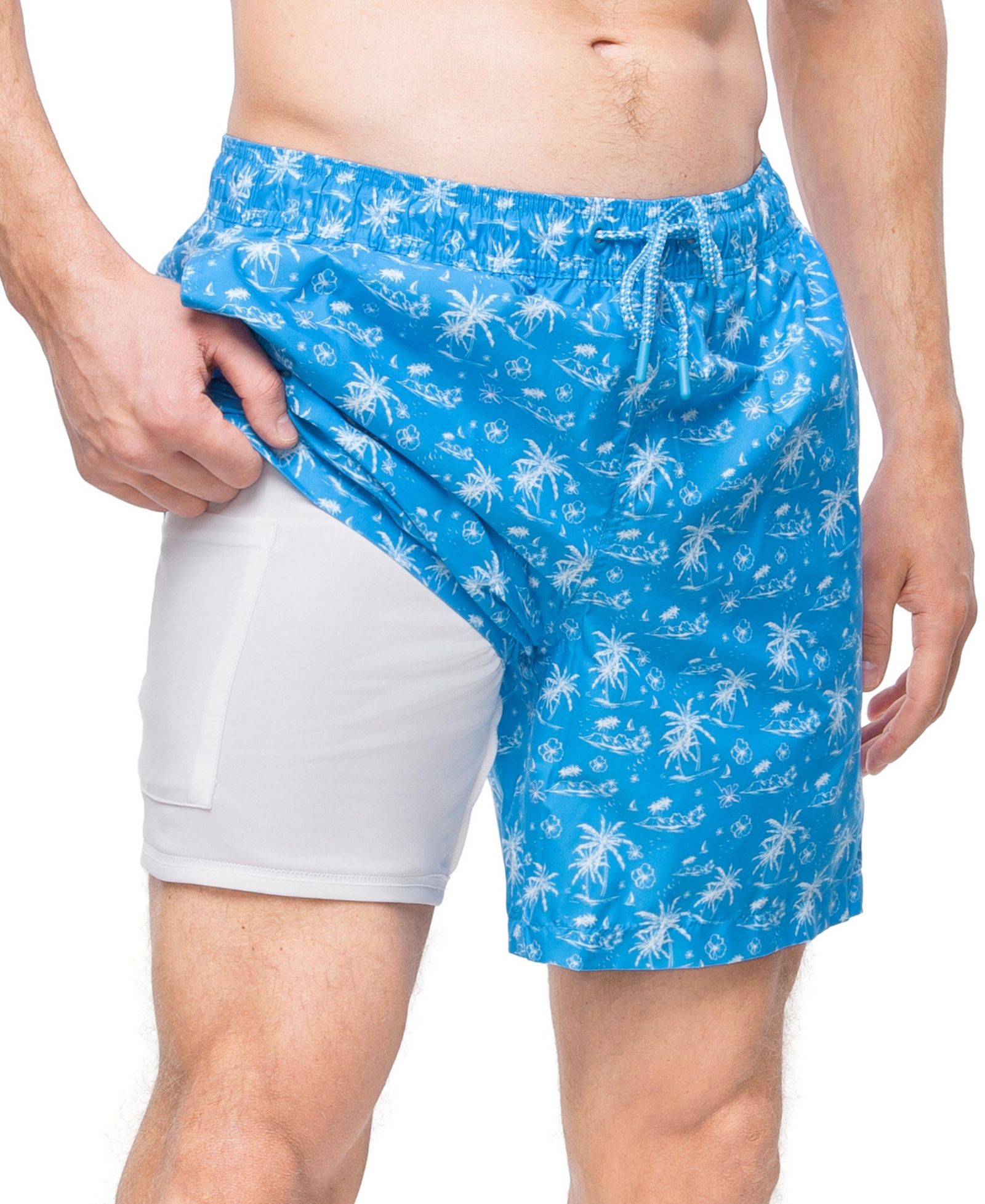 Rokka&Rolla Men's Compression Liner Swim Trunks with Back Zipper Pocket
