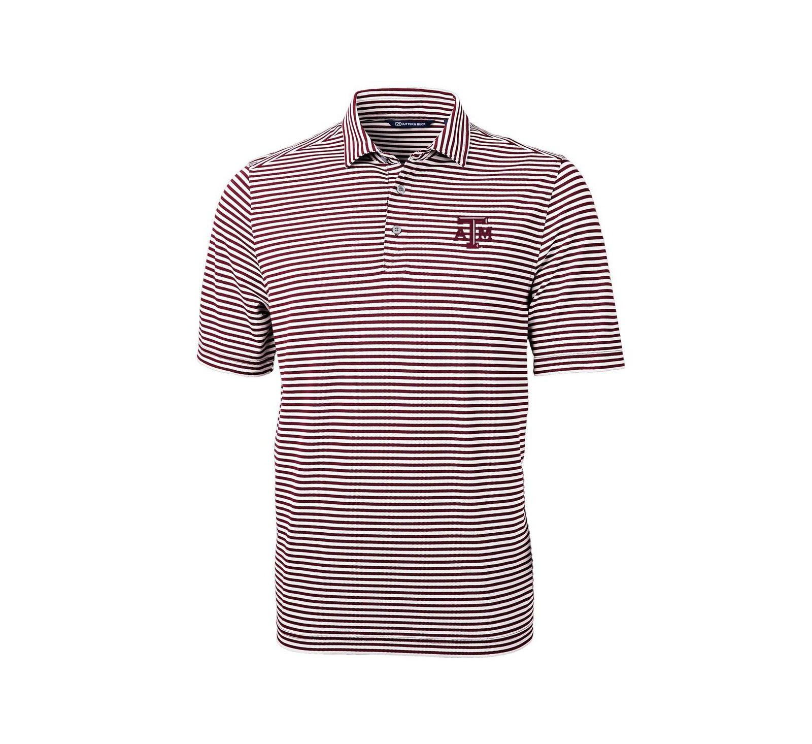 Cutter & Buck Men's Maroon Texas A&M Aggies Virtue Eco Pique Stripe Polo Shirt
