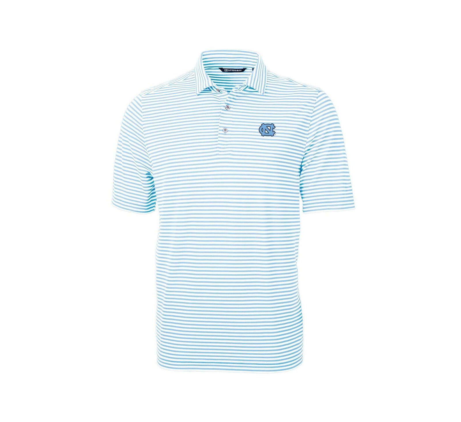 Мужская рубашка-поло Cutter & Buck Carolina Blue North Carolina Tar Heels Virtue Eco Pique Stripe