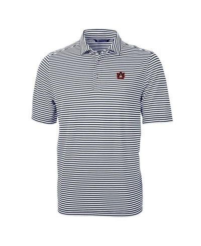 Мужская рубашка-поло Cutter & Buck Virtue Eco Pique Stripe в цвете Navy Auburn Tigers