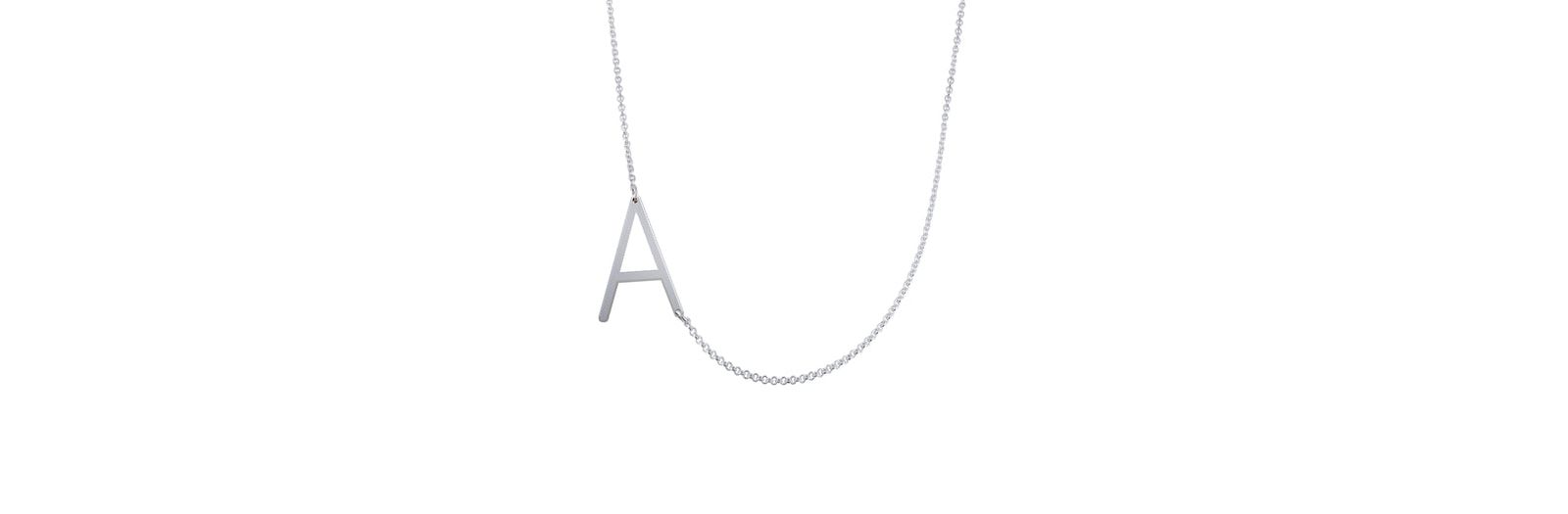 Oak & Luna Sideways Initial Necklace Sterling Silver