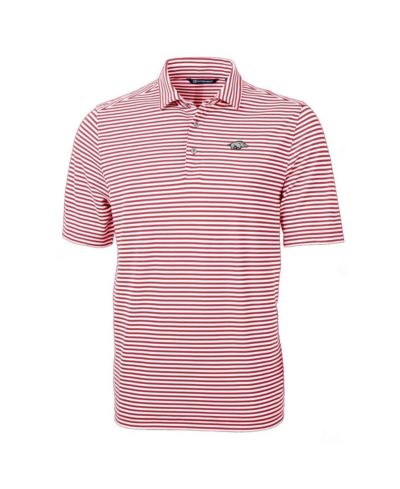 Мужская поло-рубашка Cutter & Buck Cardinal Arkansas Razorbacks Virtue Eco Pique Stripe